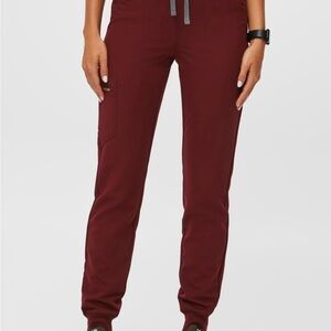 FIGS Burgundy High-Waisted Zamora Joggers